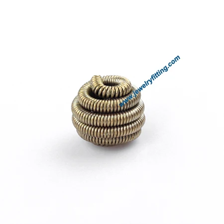 

All kinds of jewelry findings supplier Raw brass color Round Coiled wire spherical beads 8mm