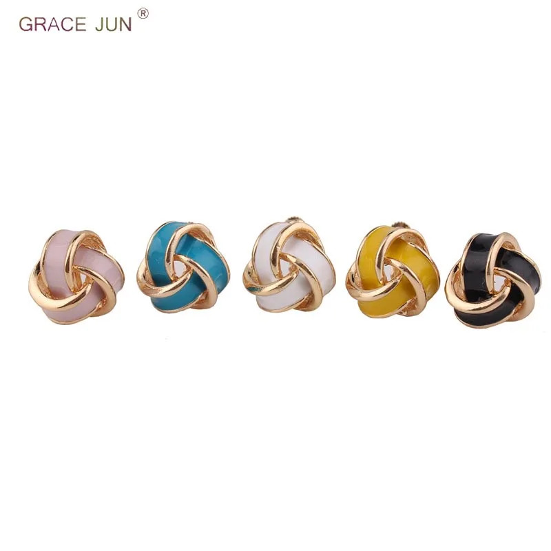 GRACE JUN 5 Colors Available Candy Enamel Clip on Earrings No Pierced for Women Party Wedding Charm Screw Ear Clip Bijouterie