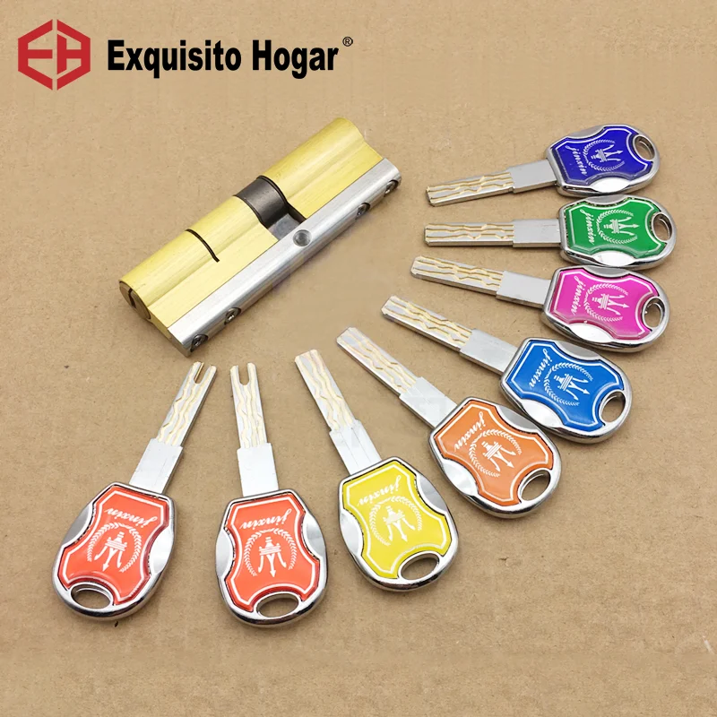 

Door Lock Brass Cylinder Double Open Sided Blade Break Anti Pry Stainless Steel Bar Brass Snake Groove Cylinder Color 8 Keys