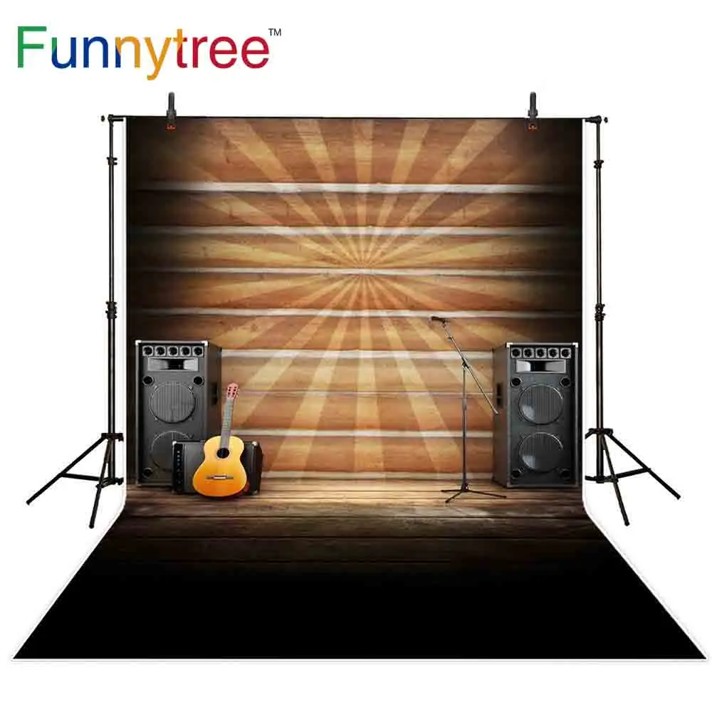 

Funnytree background for photography studio stage music theme sound guitar microphone wood professional backdrop photobooth