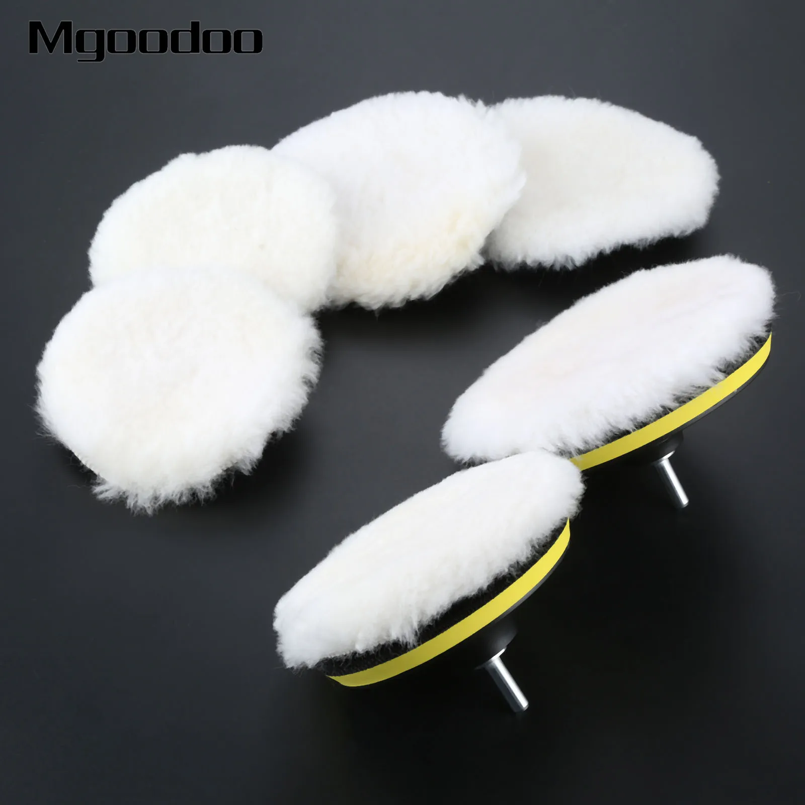 5Pcs Auto Car Polishing Buffer Pad Kit Soft Wool Bonnet Pads With M14 Drill Adapter For Car Wash Cleaning Detailing 5/6inch