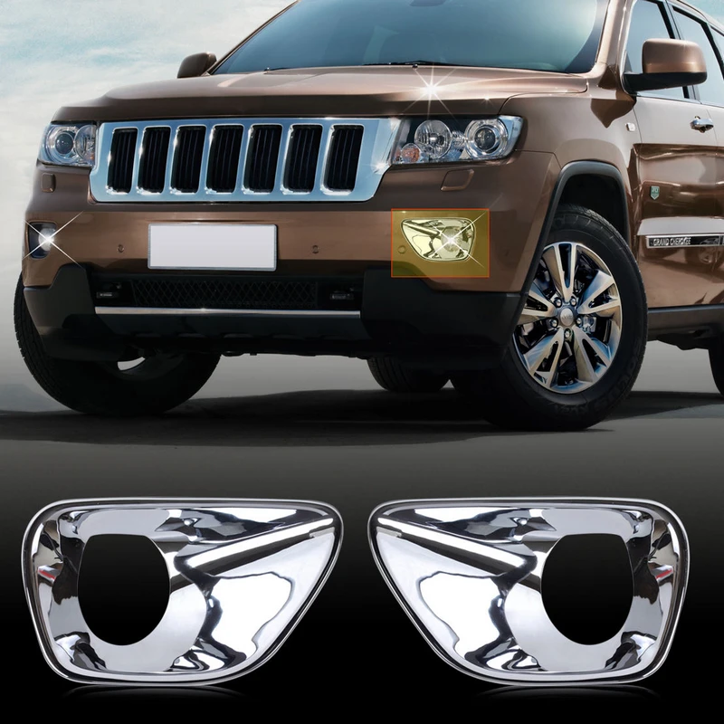 JXLCLYL 2pcs Front Fog Light Bezel Cover Trim For Jeep Grand Cherokee 2011-2013