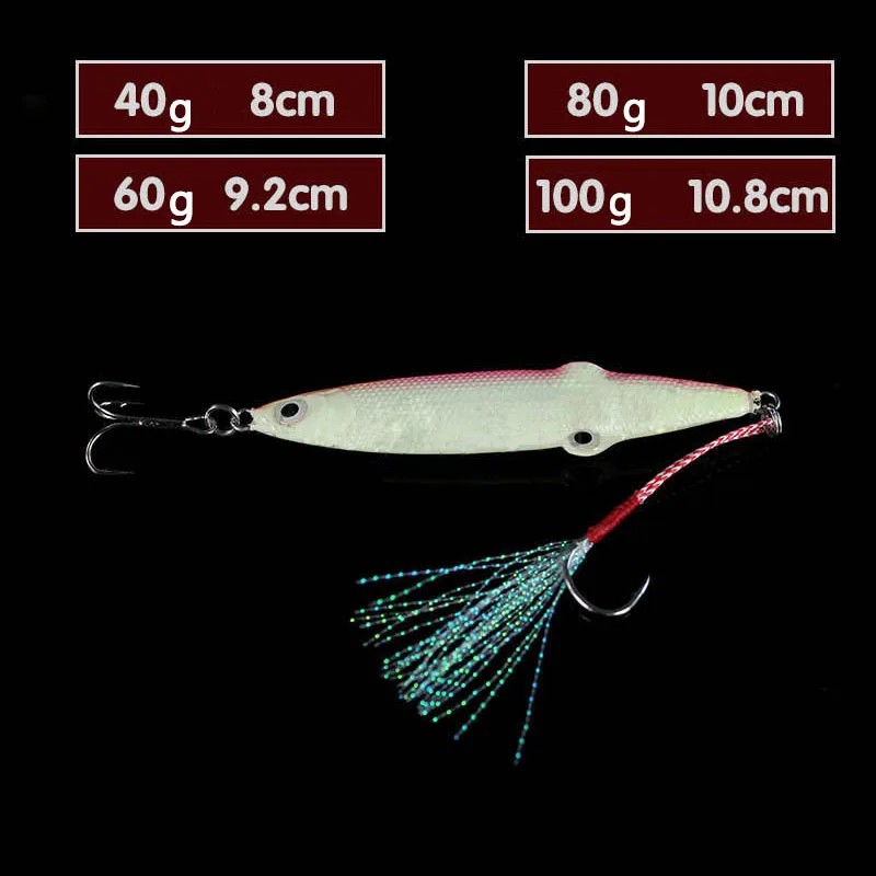 2 teile/paket 40g 60g 80g 100g luminous Jig köder tintenfisch form glowing pesca blei fisch meer blei köder harten metall köder eisen tintenfisch jigs