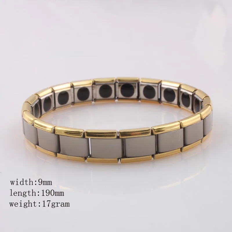 Stainless Steel Magnetic Therapy Bracelet for Women Men Health Care Hematite Bracelets Silver Gold Color Stretch Metal Bracelet