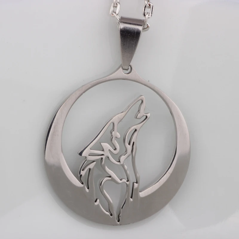 N400 Fashion jewelry High quality stainless steel Roar wolf head necklace pendant Contains chain