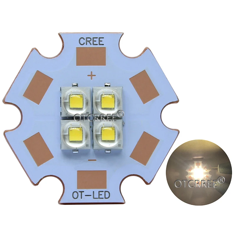 Imagem -02 - Led High Power Emitter Diode Cool Neutro Quente Branco Vermelho Azul e Verde Pcb 4chips 4led 3v 6v 12v 10w 12w 20 mm Cobre Pcb