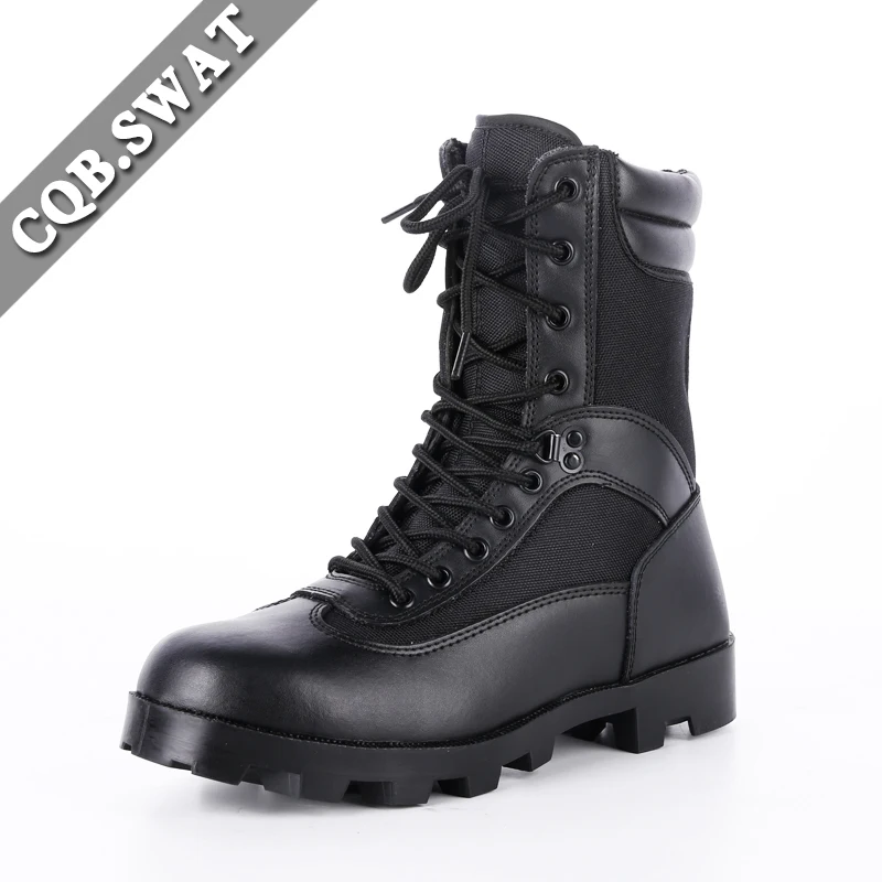 CQB.SWAT Spring Breathable Men Panama Rubber Sole Black Outdoor Work Boots Black Combat Tactical Jungle Boots with Zip