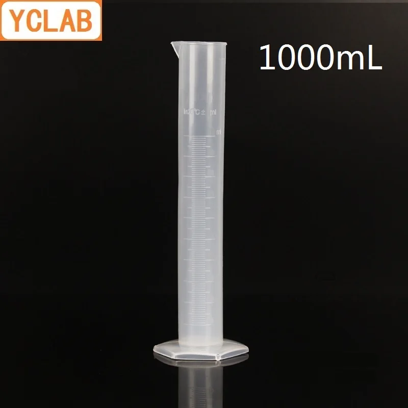 HUAOU 1000mL Measuring Cylinder 1L PP Plastic with Hexagonal Base Spout Graduation Polypropylene Laboratory Chemistry Equipment