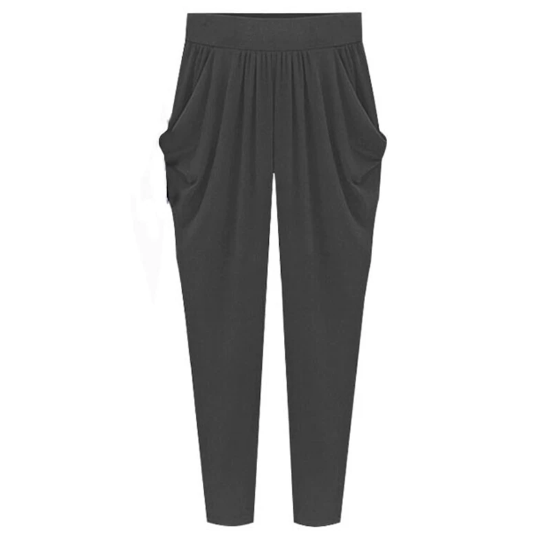 Plus Size 8XL 140kg Women Harem Pants High Elastic Waist Pleated Trousers Pockets Thin Slim Ladies Ankle Length Loose Trousers