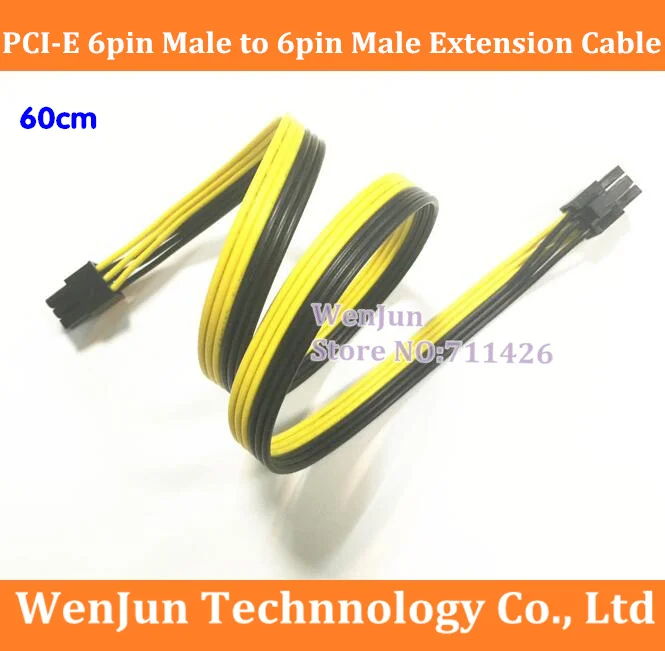 best price 6Pin Male  PCI-E to 6Pin Male GPU Power Supply Cable 6 pin Extension Cable for Video Card 60cm 18AWG Ribbon Cable