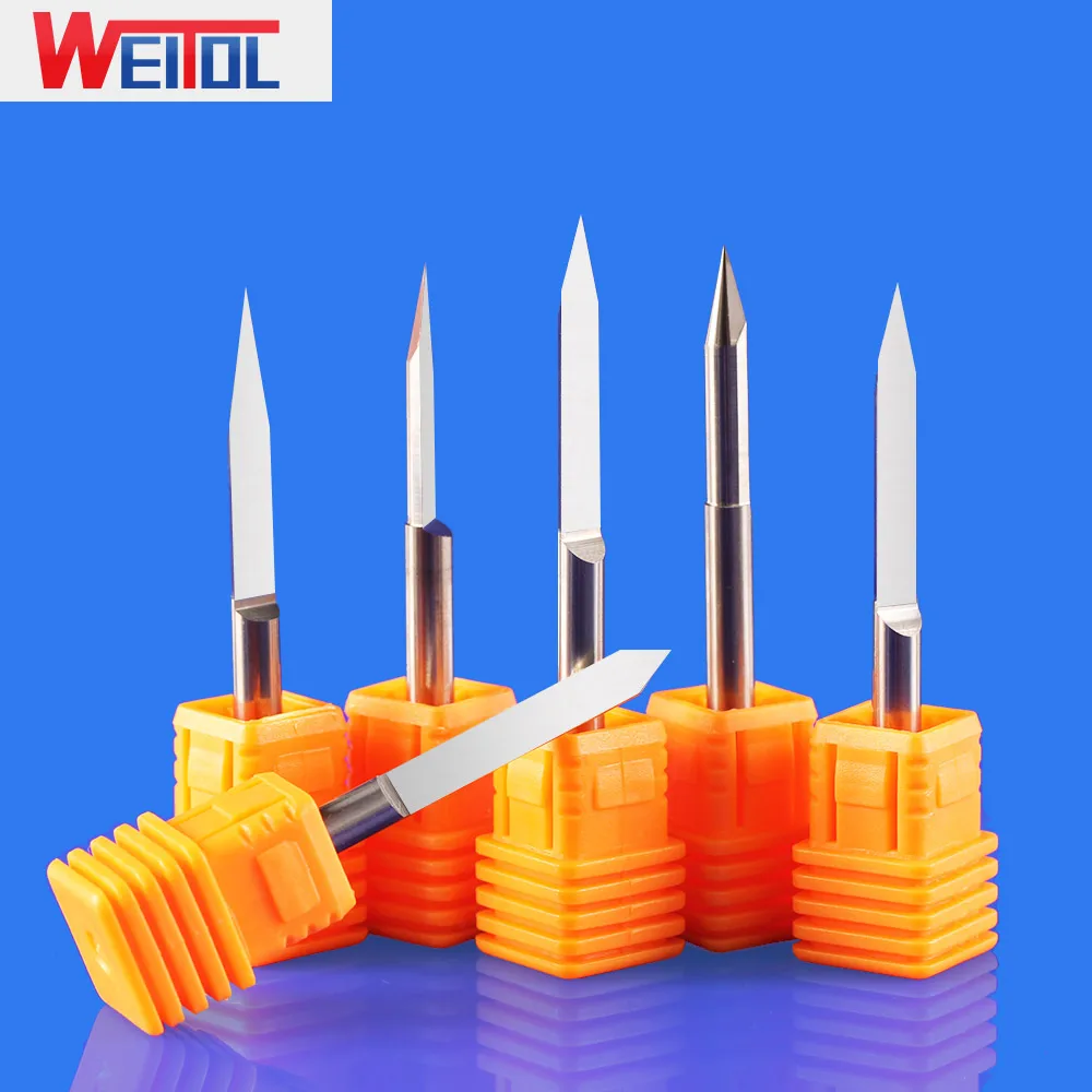 Weitol-PCB彫刻ビット,V字型カッター,平底,彫刻ツール,CNCルーター,4mm, 10個