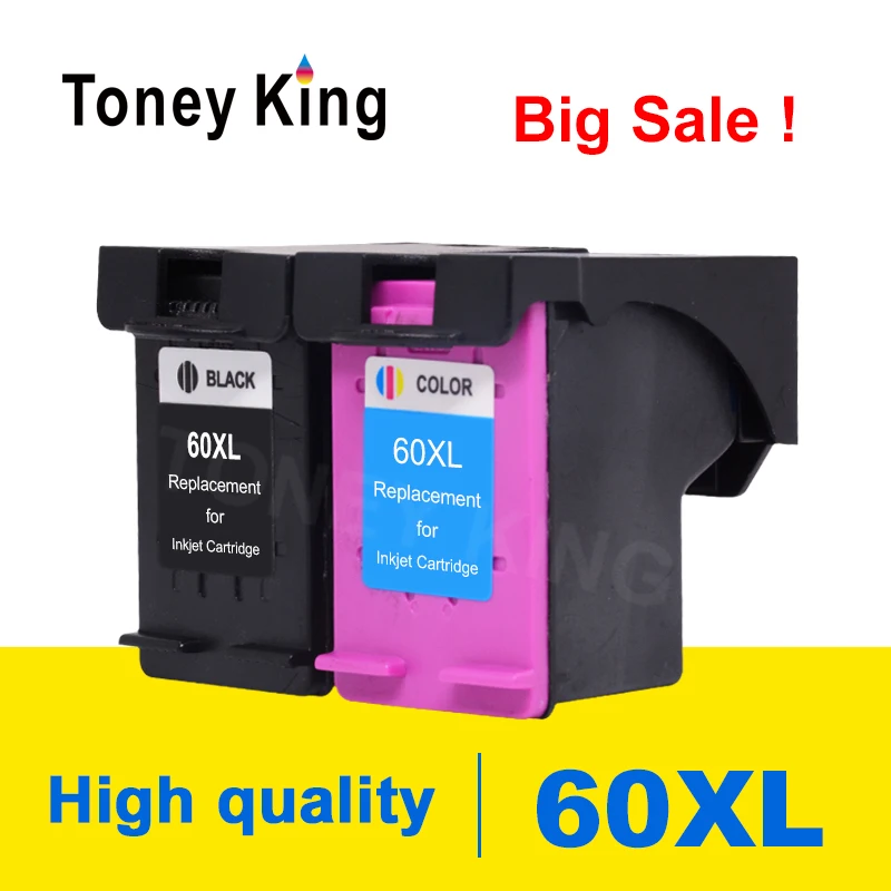 Toney King 60XL Remanufactured Ink Cartridge Replacement for HP60 for HP Photosmart C4640 C4650 C4680 C4780 C4795 114 Printer