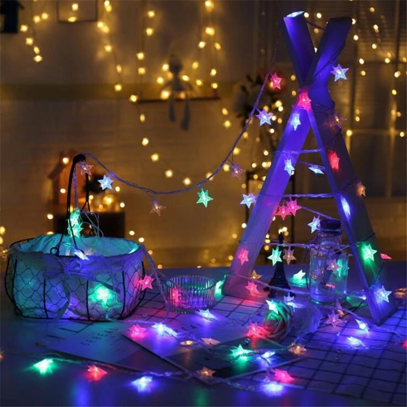 6M Fairy Garland LED Stars Strip Light Chain Starry sky ins Christmas Tree Wedding Indoor patio Lights Decoration Battery Power