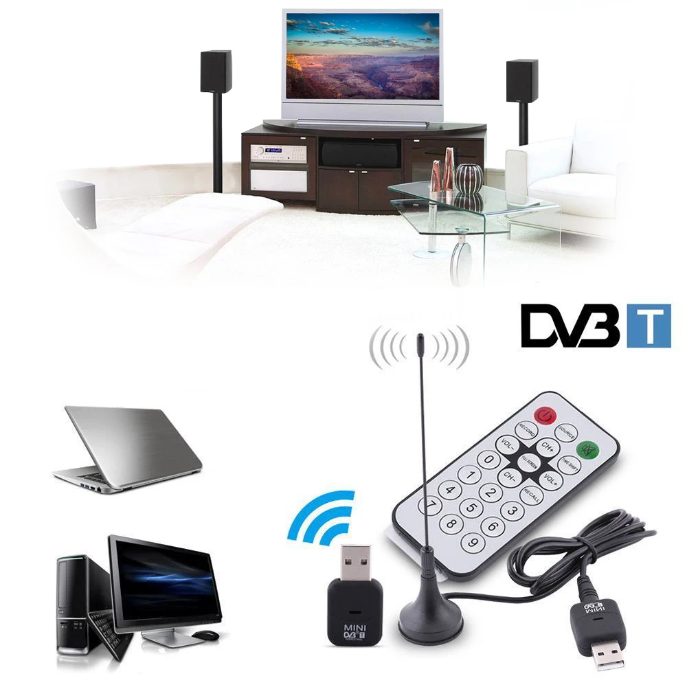 1Pc USB 2.0 Digital DVB-T SDR+DAB+FM HDTV Tuner Receiver Stick RTL2832U+ R820T2 Hight Quality