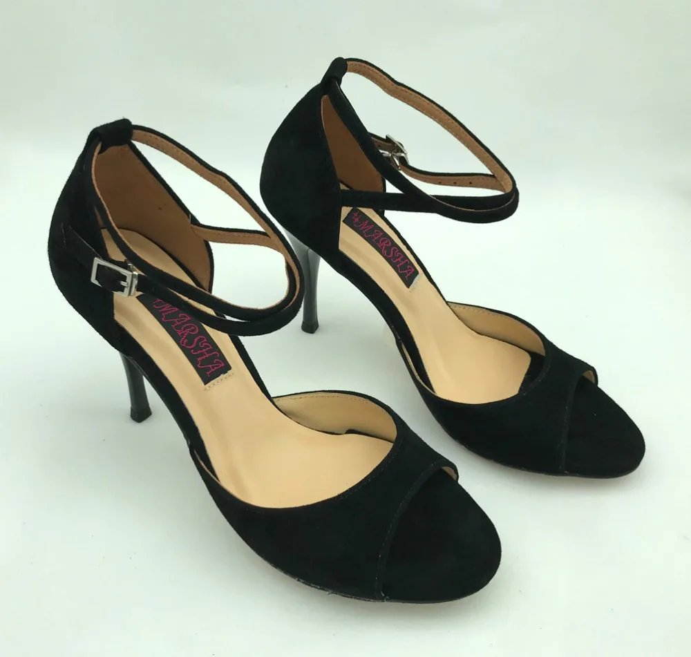 Comfortable and Fashion Argentina Tango Dance Shoes Party Shoes Wedding Shoes black suede argentina leather outsoleT6282A-BS