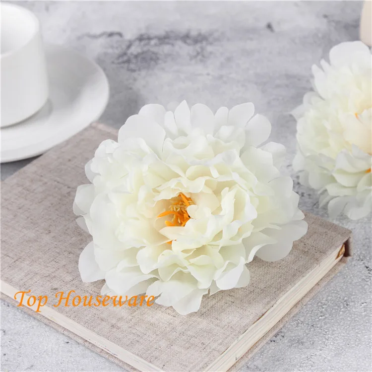 6pcs 13cm 7Color artificial silk dahlia peony flower head diy hair accessories strawhat slippers flower wedding wall decoration