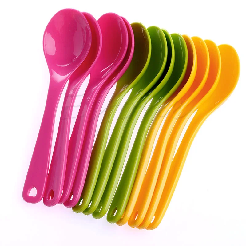 Children Like 12Pcs Baby Feeding Spoon Safe Plastic Toddler Training Eating Spoon Set Food Convenient