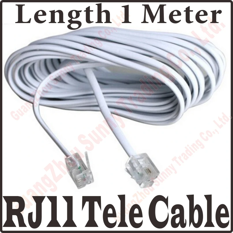 

3FT 1M 2-Core RJ11 Copper Telephone Cable Wire With 6P2C Connectors, 6P2C Plug RJ11 Telephone Fax Modems Cable Wire Line