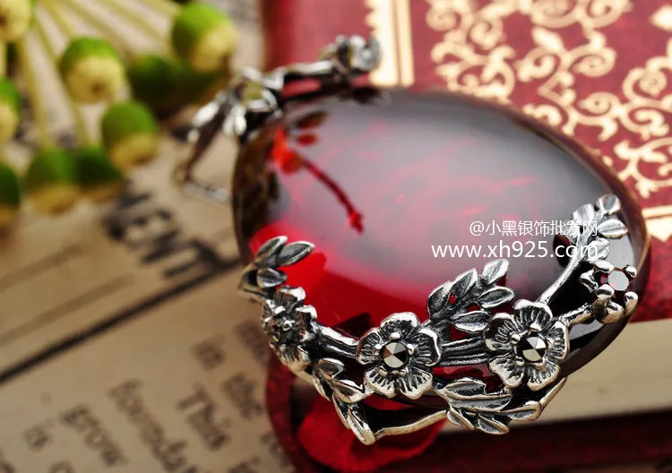 Imagem -02 - Kjjeaxcmy-pingente Garnet Vermelho Incrustado para Mulheres Jóias Finas 925 Sterling Silver Incrustado Amor