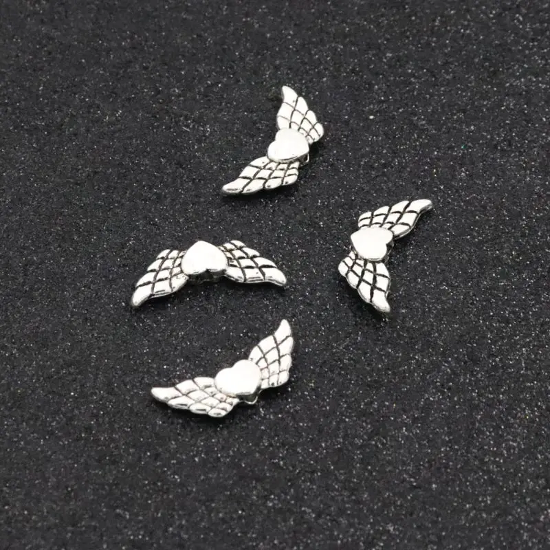 50 Stück Flügel antike Farbe lose Abstand halter Metall perlen für Schmuck finden Größe 21mm Loch 1mm hand gefertigten Schmuck DIY Zubehör – Detail 5