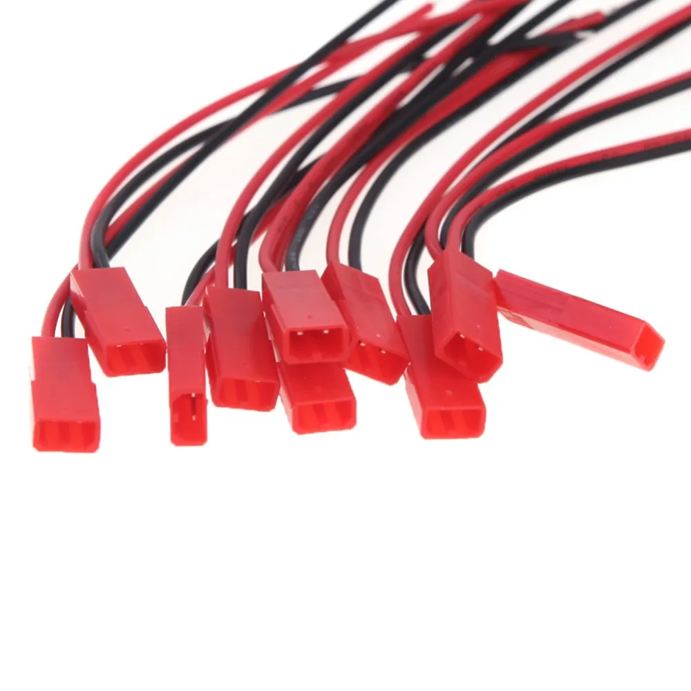 Novidade 10 pares = 20 peças = 10 fêmea + 10 macho 100mm 150mm 200mm macho e fêmea plugue de conector jst para parte de bateria lipo rc