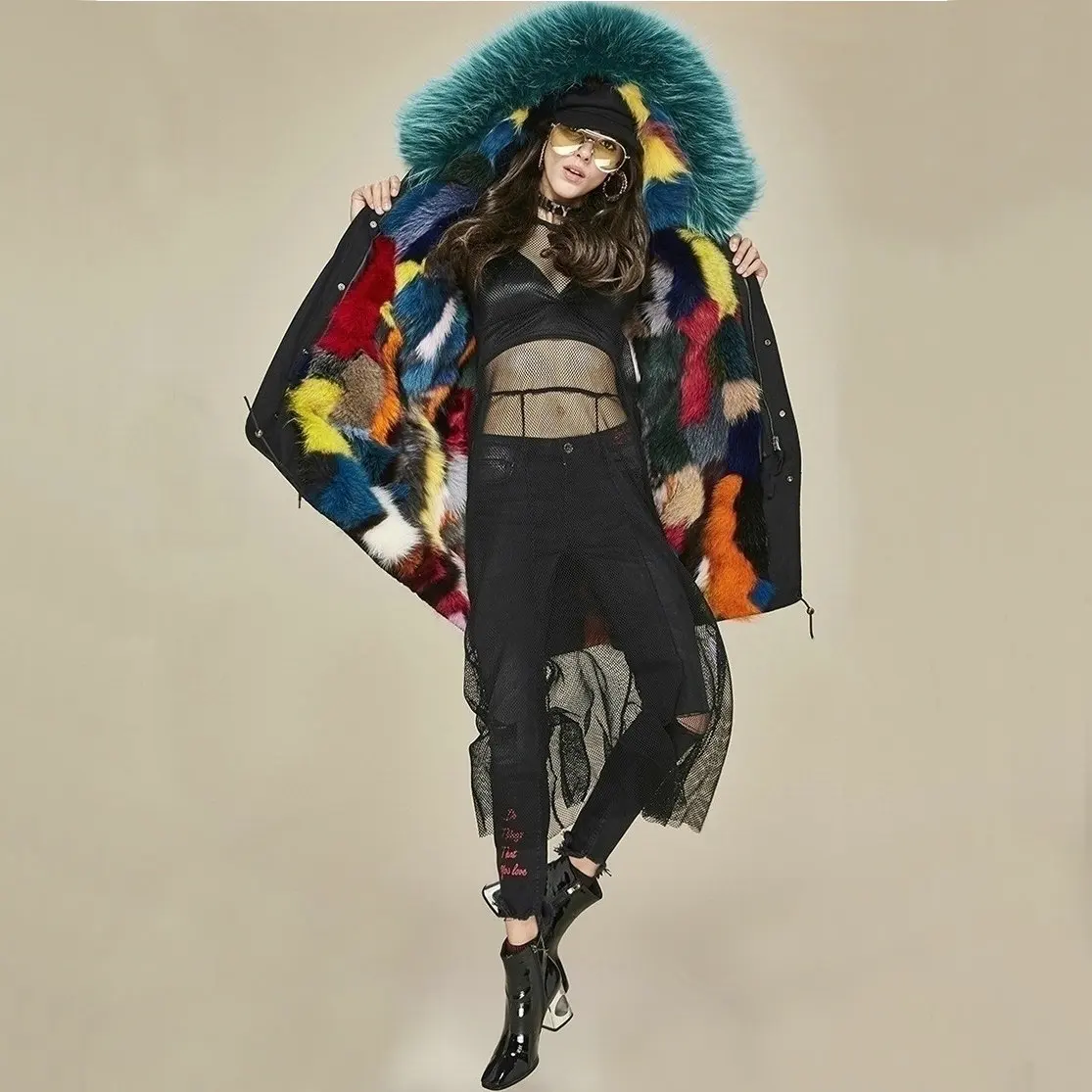 

Real Fur Coat Winter Jacket Women Long Parka Waterproof Big Natural Raccoon Fur Collar Hood Thick Warm Real Fox Fur Liner Coat