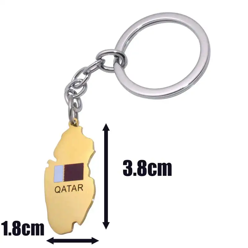 zkd  Qatar map Qatar national flag stainless steel key chain key ring