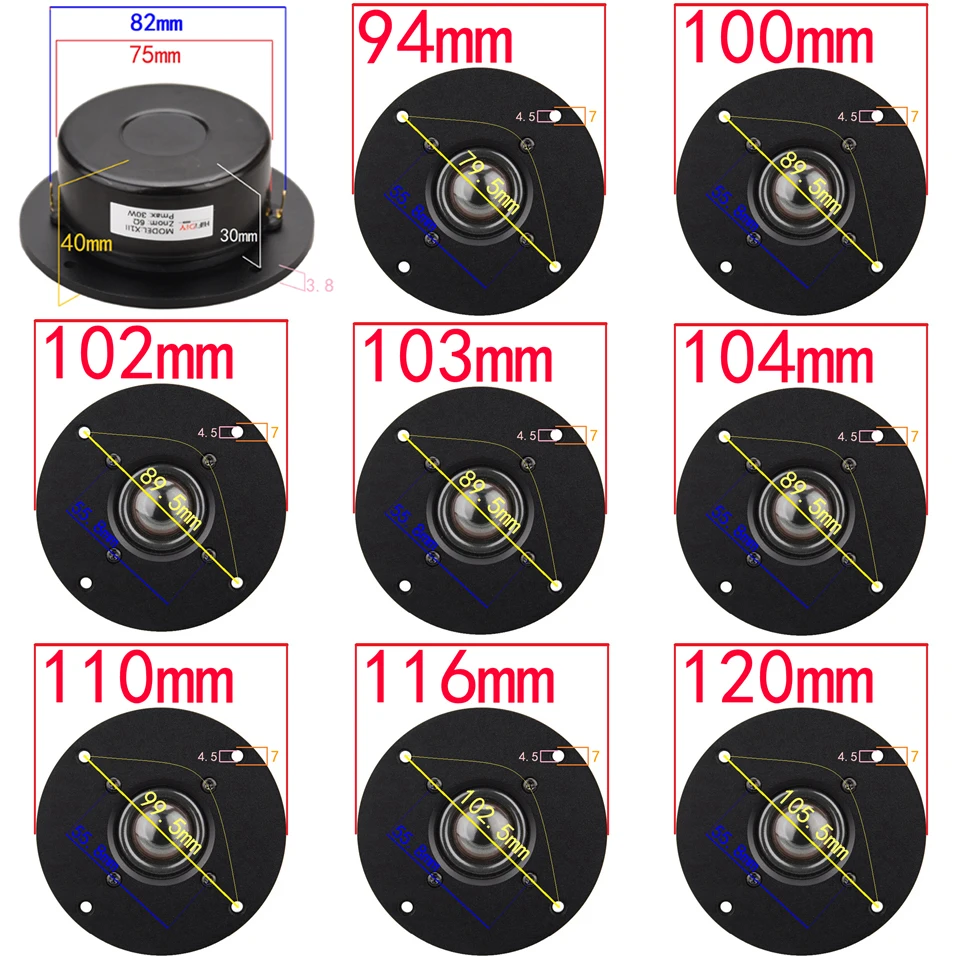 HIFIDIY LIVE X1IIS 4 inch 4.5 Tweeter Speaker Unit aluminum panel  transparent Silk membrane 6OHM30W Treble Loudspeaker 94~120mm
