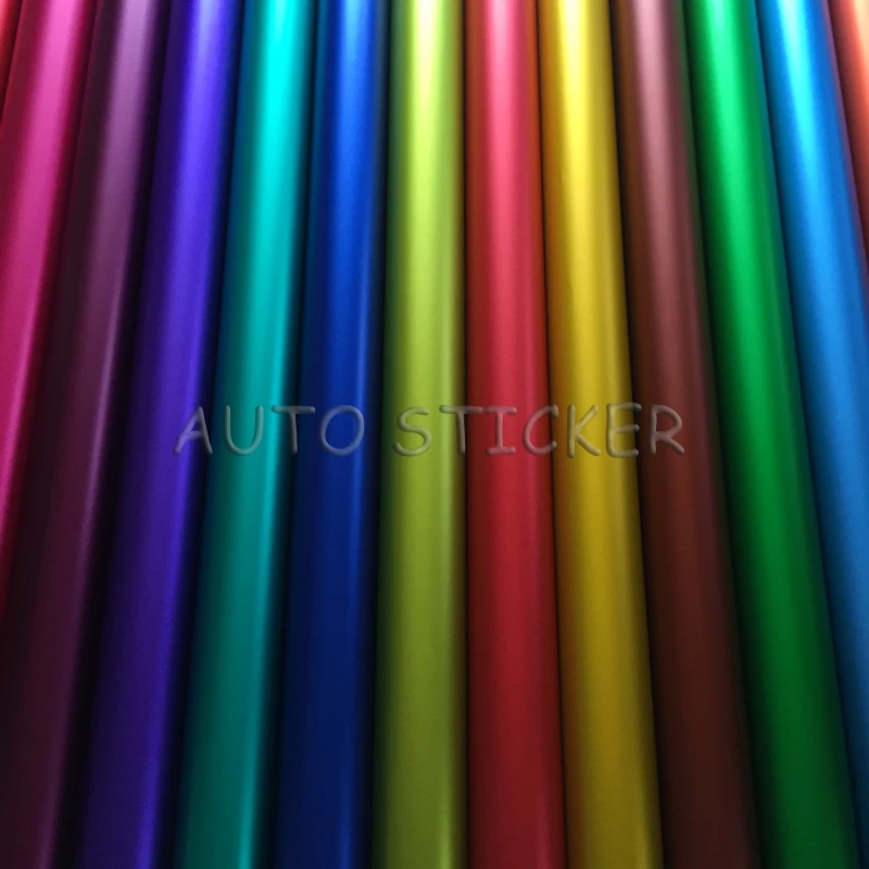 

Premium 15 Colors Matte Metallic Chrome Car Vinyl ICE Satin Chrome Car Wraps Air Free Bubble For Vehicle Wraps 5/10/15/20*1.52M