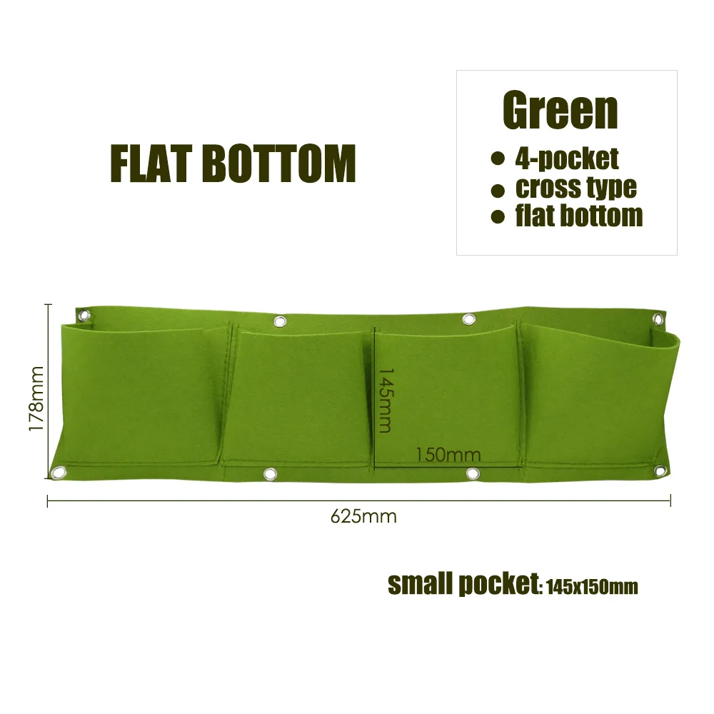 MUCIAKIE Vertical Planting Bag 4-Pocket Green Hanging Wall Garden Plant Grow Bags Home Wall Growing Bags Home Supplies