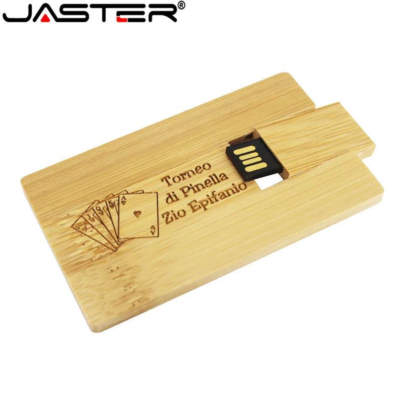 JASTER Logotipo Personalizado Cartão de Crédito Usb Flash Drive Pendrive Pen Drive de Madeira 8gb gb 32 16gb Presente Usb Stick (over 1pcs logotipo livre)