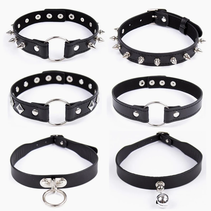 

Fetish Dog Slave Bondage Neck Collar PU Leather Punk Rivets Necklace BDSM Bondage Restraints Sex Collar Erotic Accessories