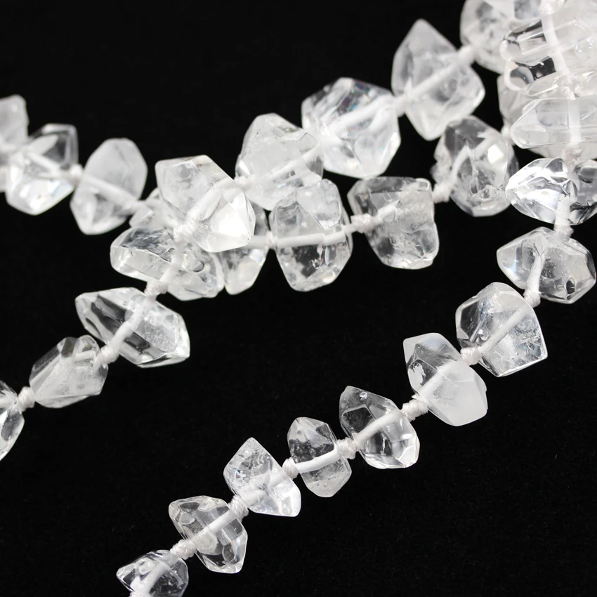 Natural Clear White Crystal Nugget Beads Jewelry,Drilled Raw Quartz Loose Beads Pendant Crafts