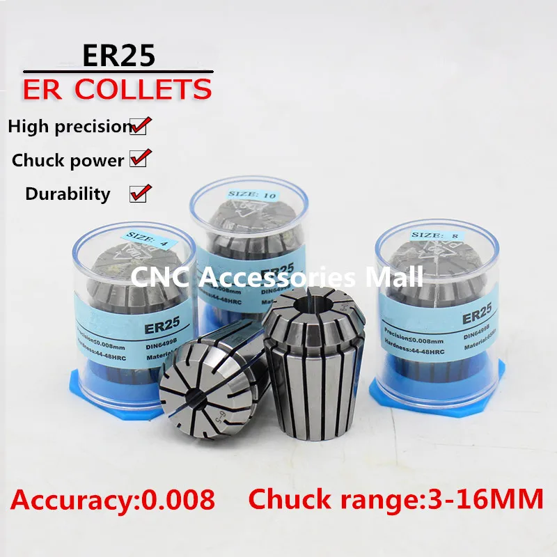 17pcs ER25 high precision 0.008mm Spring Collet chuck For CNC Engraving Milling