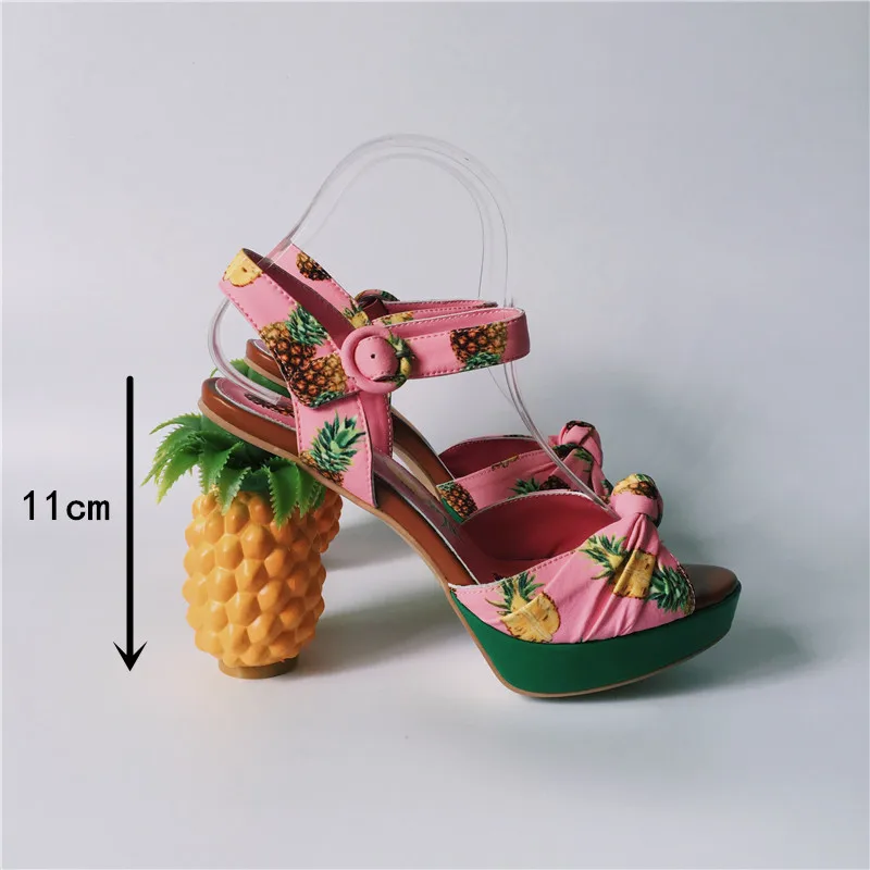 Women Pink Platform Sandals PineApple Chunky High Heels Summer Shoes Woman Ankle Strap Chaussure Femme Ladies Sandalias Stiletto