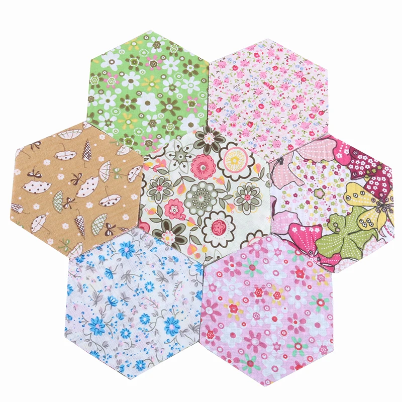 Nanchuang 30Pcs/Lot Random Chic Cotton Fabric With Hexagon Shape/Low Density&Thin Cloth For Quilting&Sewing Material/Mix Designs