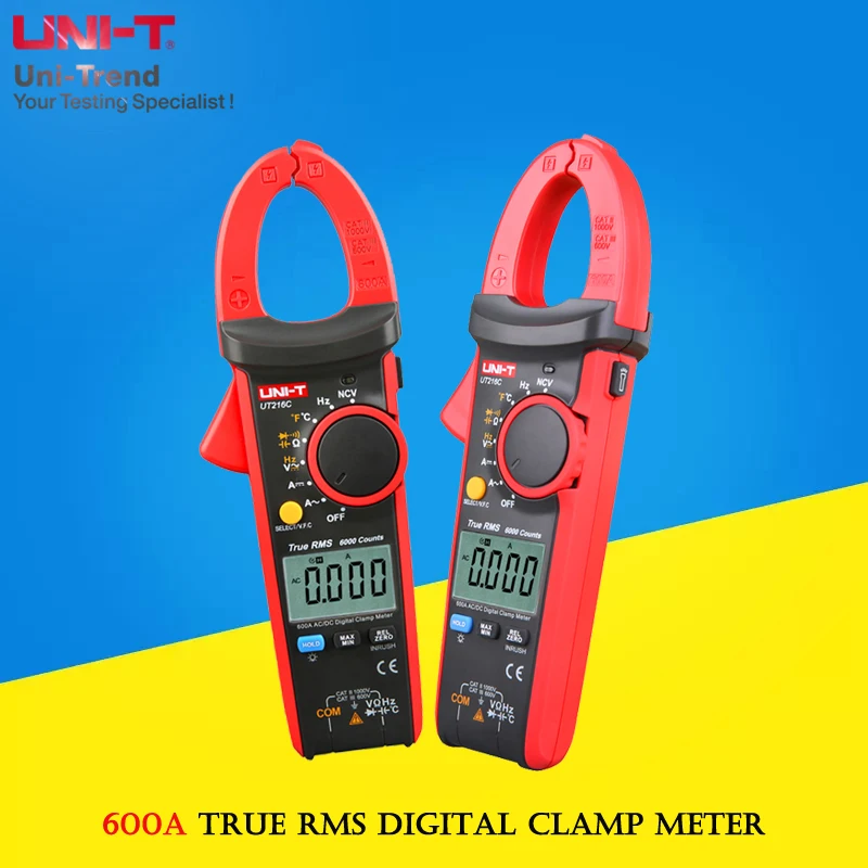 UNI-T UT216A/UT216B/UT216C/UT216D Series 600A True RMS Digital Clamp Meter; VFC/NCV/Temperature Test