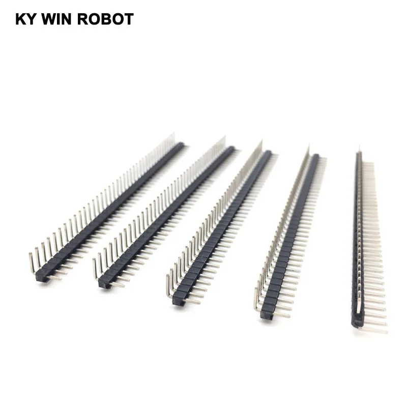 200pcs 40 Pin 1x40 Single Row 90 - degree 2mm Pin Header Angle Connector Plated copper Strip bending