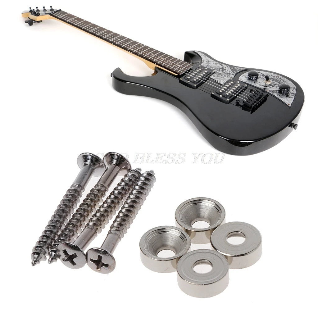 New 4pcs Neck Mounting Ferrules and 4pcs Screws Electric Guitar Pickup Cover Volume Tone Knob Switch Tip Set Drop Shipping