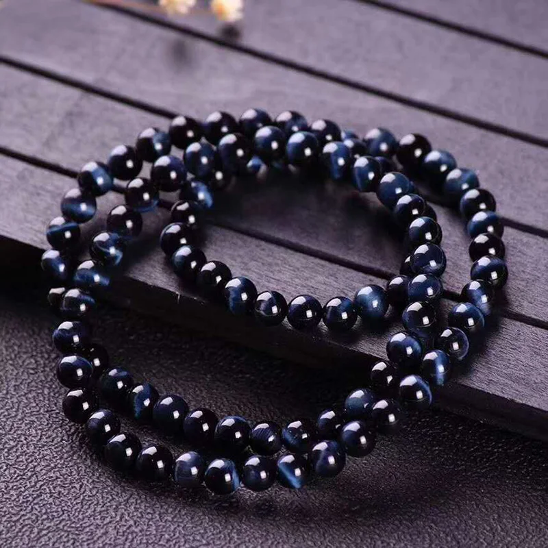 Natural Blue Tiger's Eye Bracelet Multi Circle Beaded Bracelet for Men Women 6mm Drop Shipping