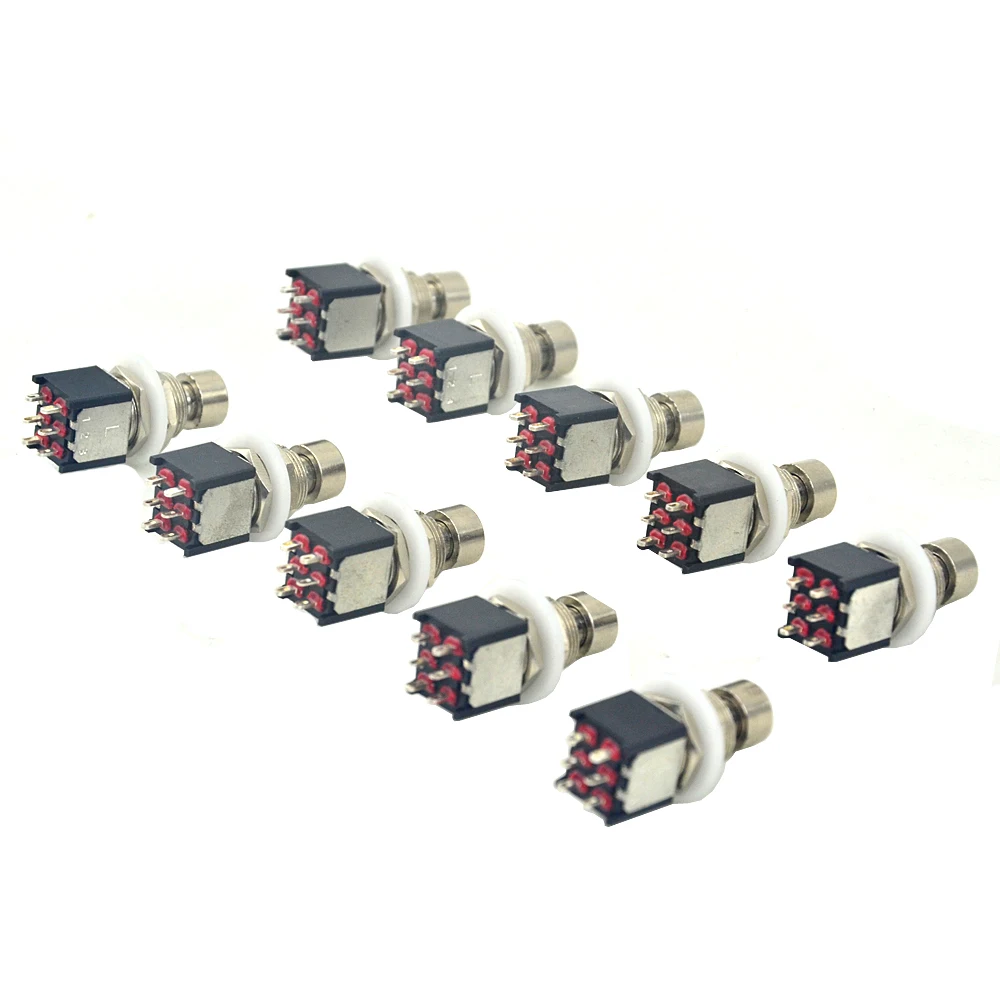 10 X Mini DPDT Latching  Foot Switch For Guitar Effect Pedal Metal Stomp Box