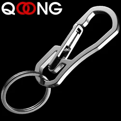 QOONG 2025 High Quality Metal Keyring Men's Stainless Steel Keychain Key Holder Belt Buckles Chaveiro Car Key Chain Y02