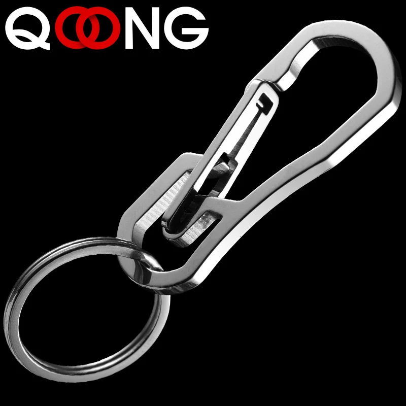 QOONG 2023 High Quality Metal Keyring Men's Stainless Steel Keychain Key Holder Belt Buckles Chaveiro Car Key Chain Y02