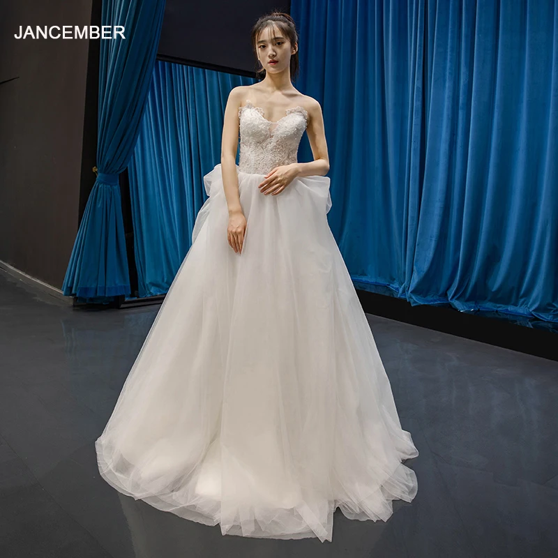 J66823 jancember beach wedding dress strapless appliques floor length wedding boho dress for summer simple vestido novia boho