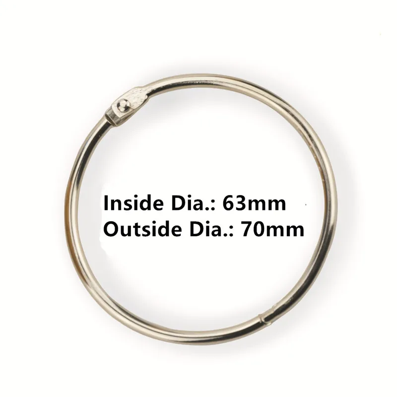 

10 шт./лот 63 мм Металлические Широкие кольца-подвески для книг, брелок, кольцо для альбома, скрапбукинга, поделки, фотоальбом