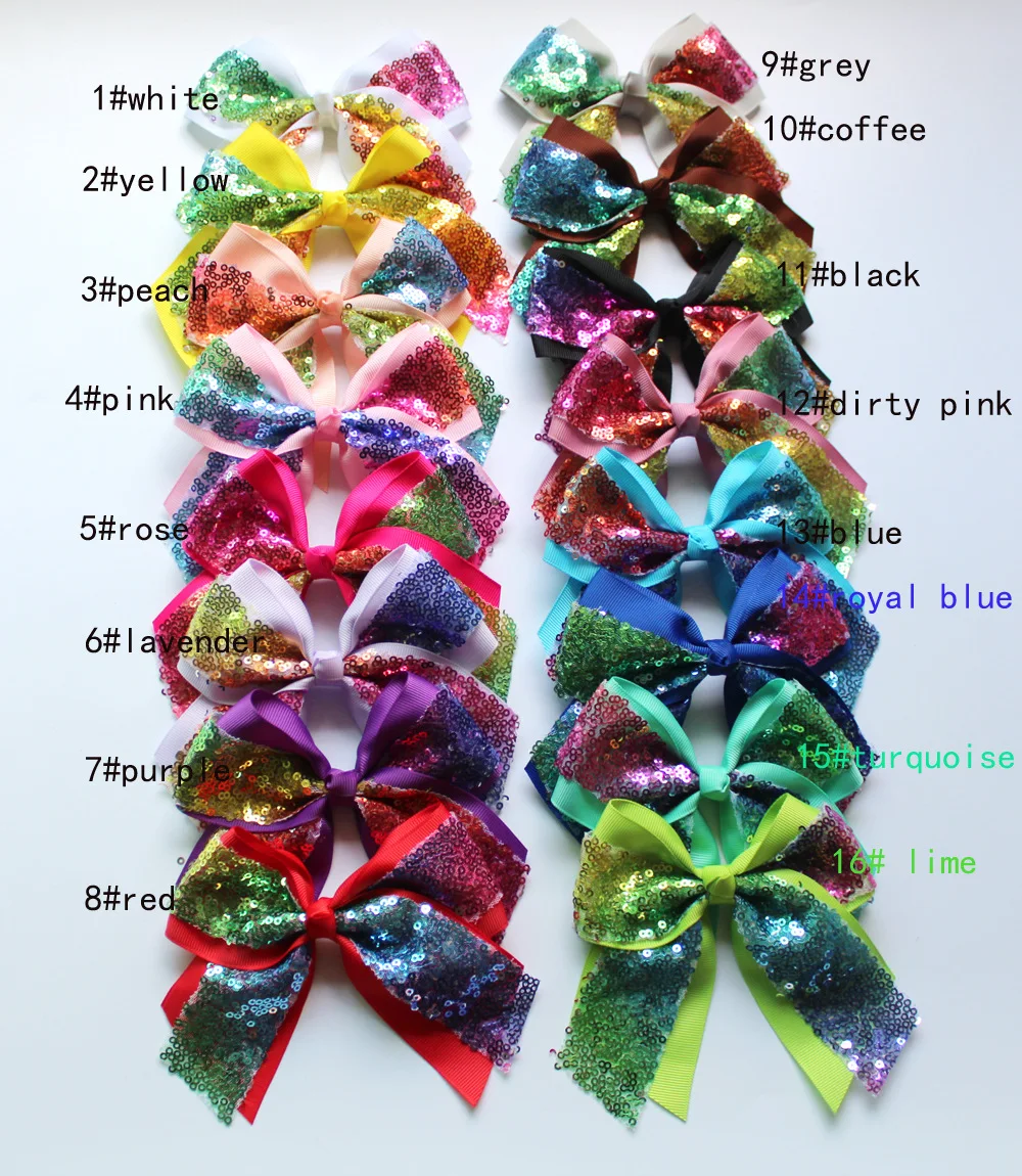 Dog rib glitter ribbon Bowknot hairpin 5 inches rainbow ribbon bow pet hair accessories 50pcs