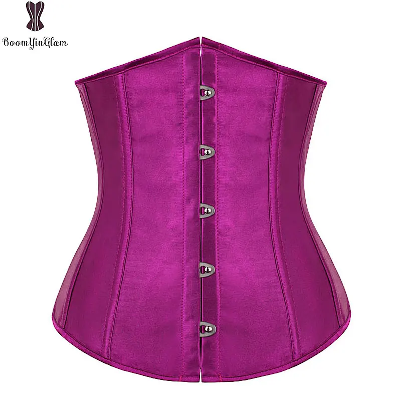 Outfit Satin Corset Front Buckle Closure Plus Size Gothic Lingerie Underbust Bustier Chest Binder Corselet Women Solid Cincher