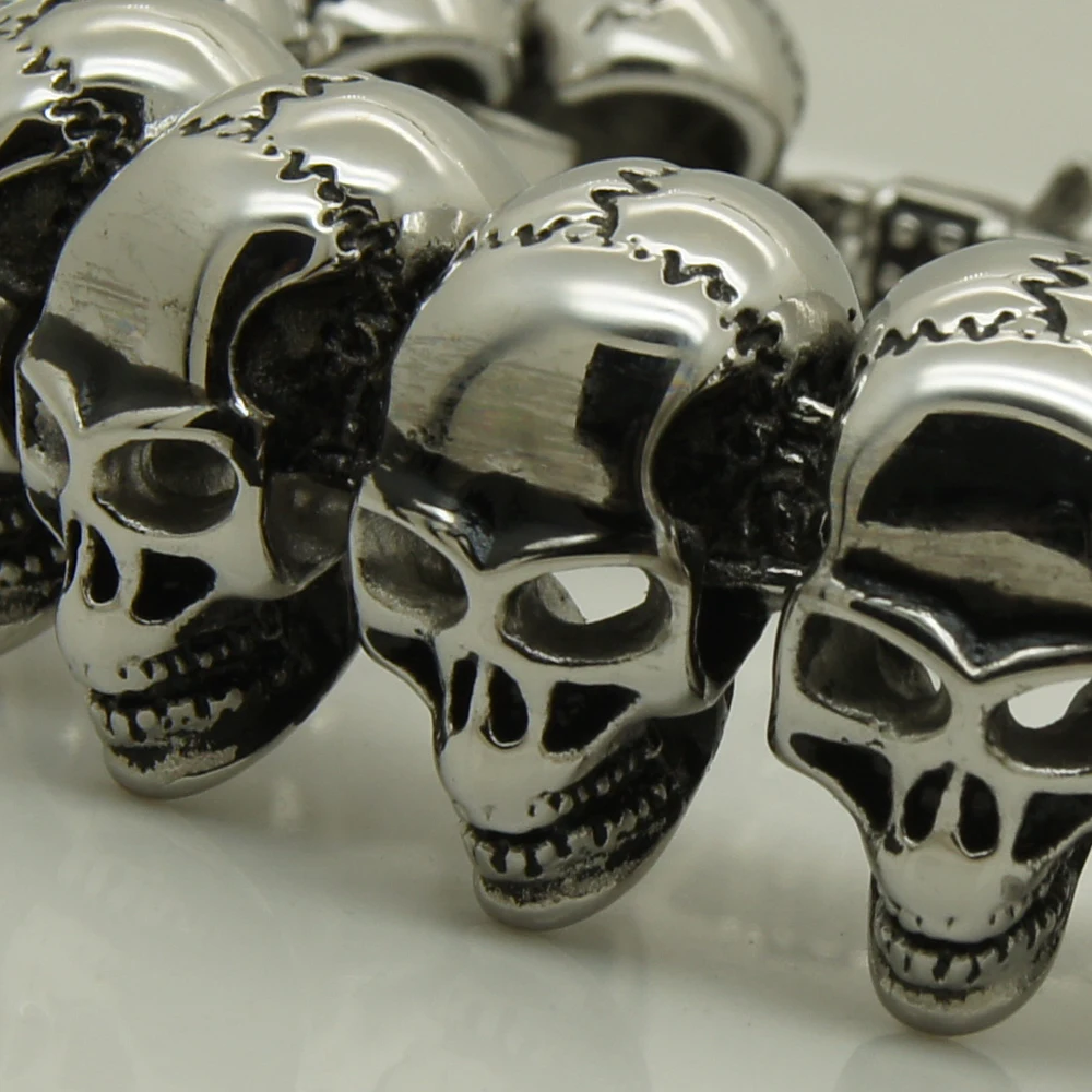 

24mm width 125g radio wave skull men/boy's stainless steel bracelet men jewelry bangle & punk 4 width available