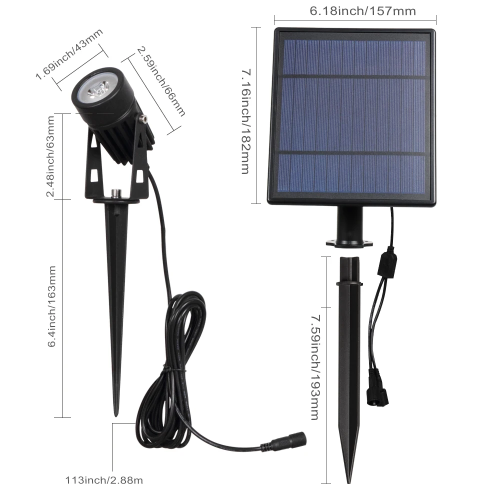 T-SUNRISE 방수 IP65 야외 정원 LED 태양광 조명, 초고휘도 정원 잔디 램프, 조경 스포트라이트
