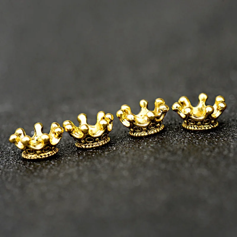 Gold Color Imperial Crown Beads For Jewelry Making Bracelet Charms Loose Spacer Bead Pendant Findings Accessories